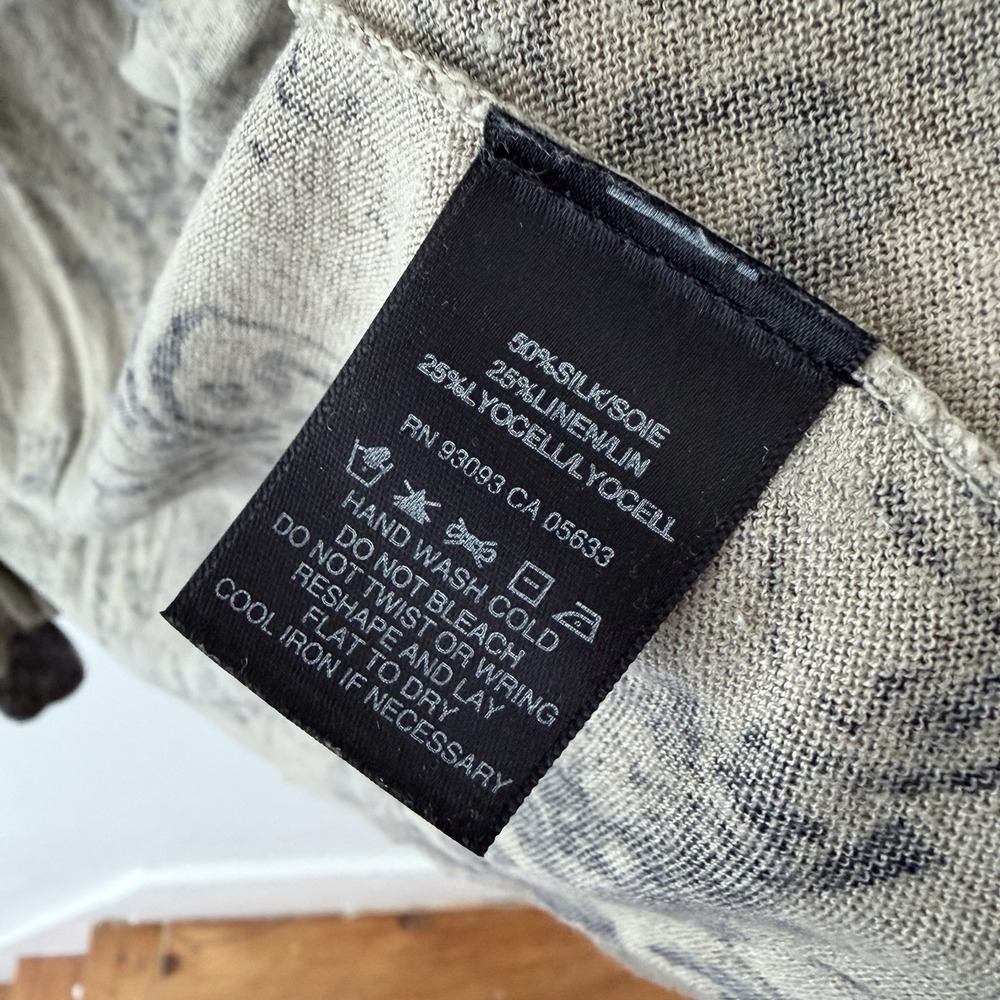Nic + Zoe Cardigan L Beige Black Graphic Silk Linen Tie Waist Fairy Grunge Indie - Picture 6 of 9